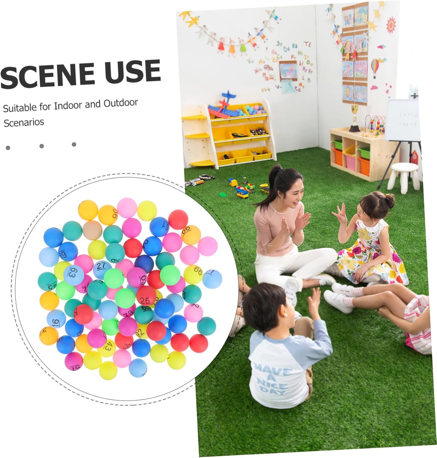 100pcs Plastic Mixed Pong Balls Lottery Balls Numbers for Bingo Games Decorations and Parties