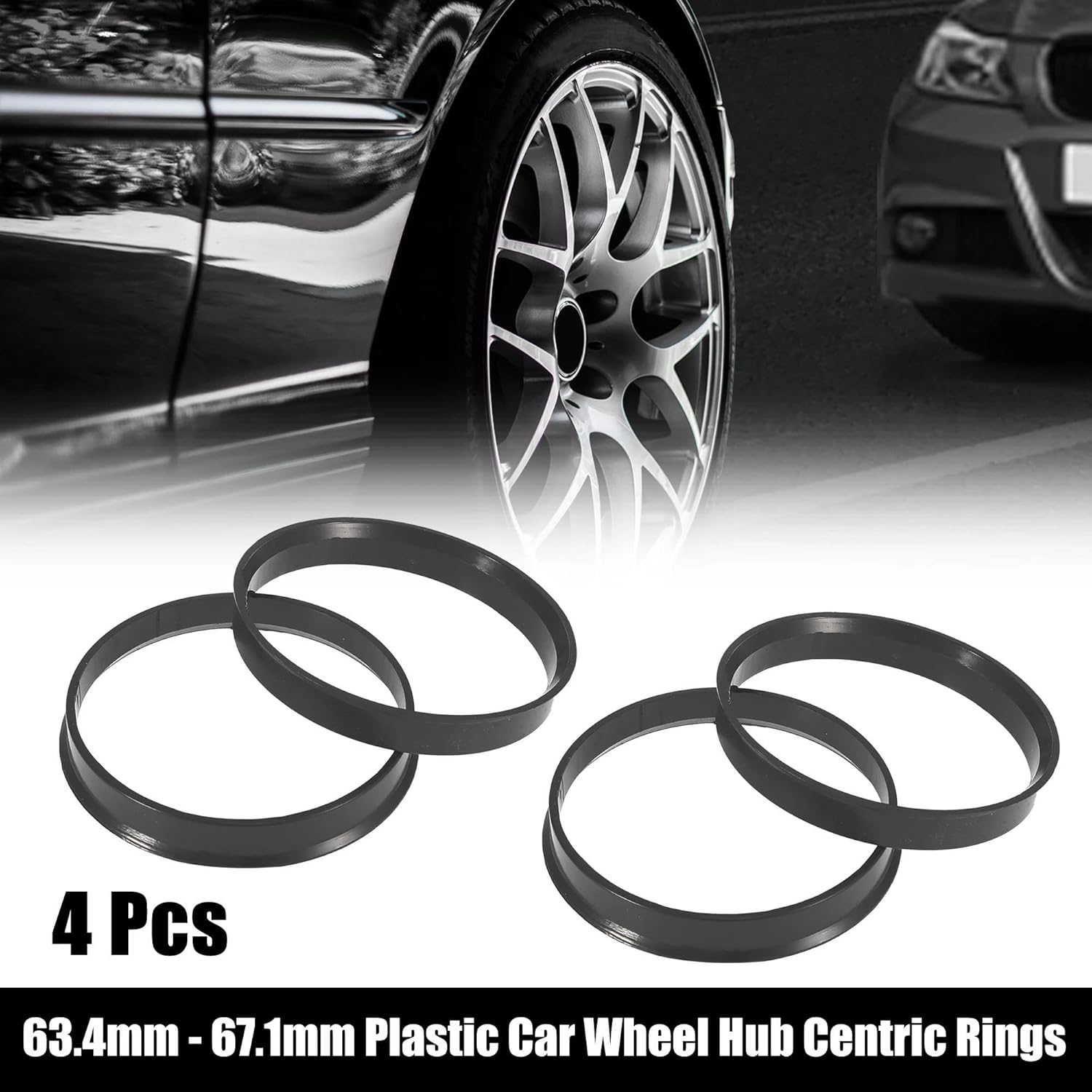 Universal Spacer 4pcs Plastic Car Hub Centric Rings Wheel Bore Center Spacer 64.1mm to 66.6mm 65.1mm to 72.56mm 72.56mm to 74.1mm Hubcentric Wheel Spacers(67.1-63.4mm)