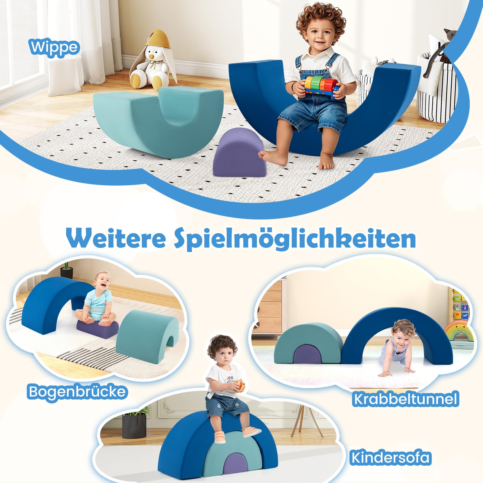 GOPLUS 3-TLG. Softbausteine, Großbausteine sind für Babys zum Klettern und Spielen geeigne, Schaumstoff Bausteine Kinderzimmer oder Spielzimmer