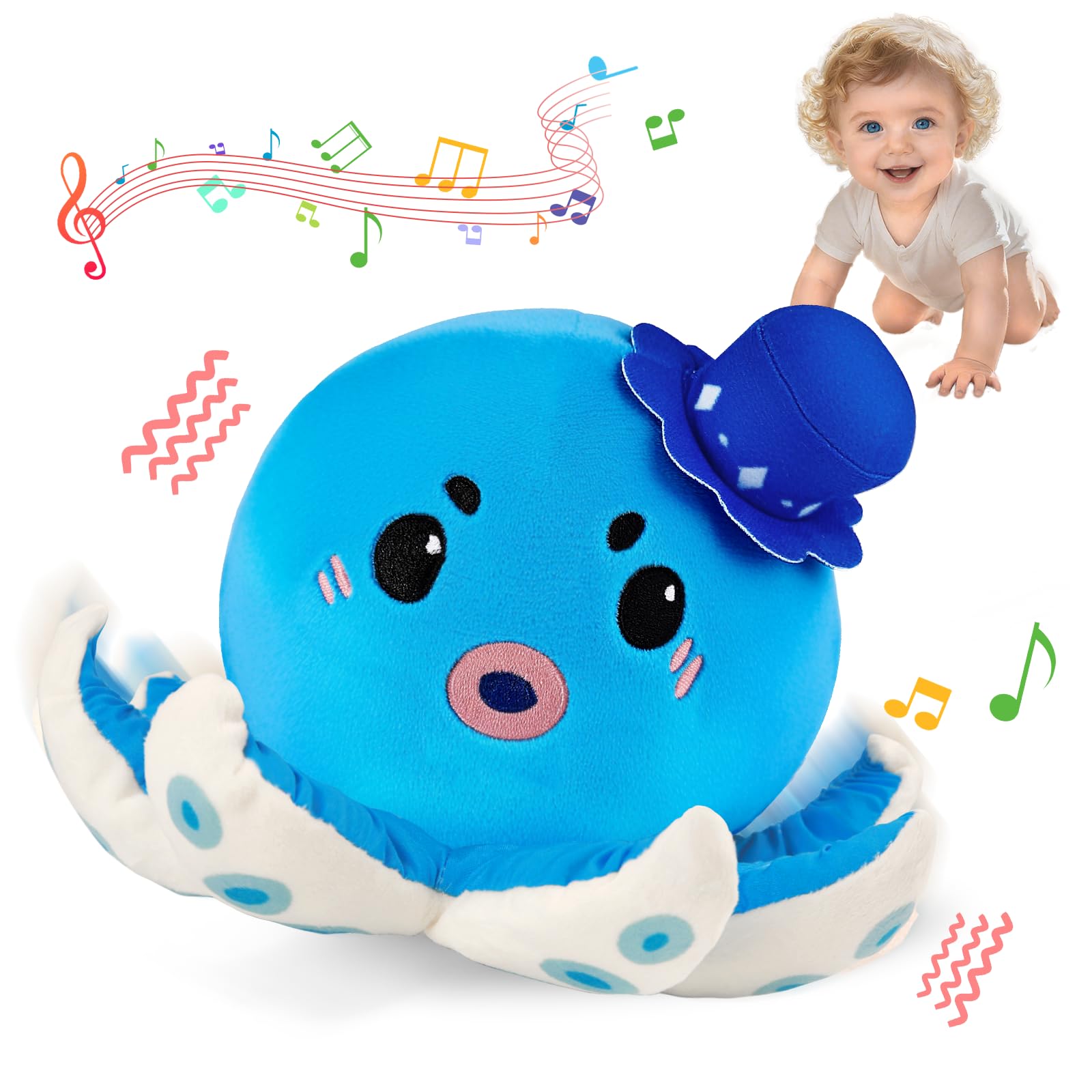 Baby Toys 6-12 Months, Musical Crawling Crab Plush Toy - 40 Songs & Recording Feature, Dancing Walking Moving Bouncing Tummy Time Toy, Sensory Toy for Toddlers 1-3, Birthday Gifts for Infants — view 9