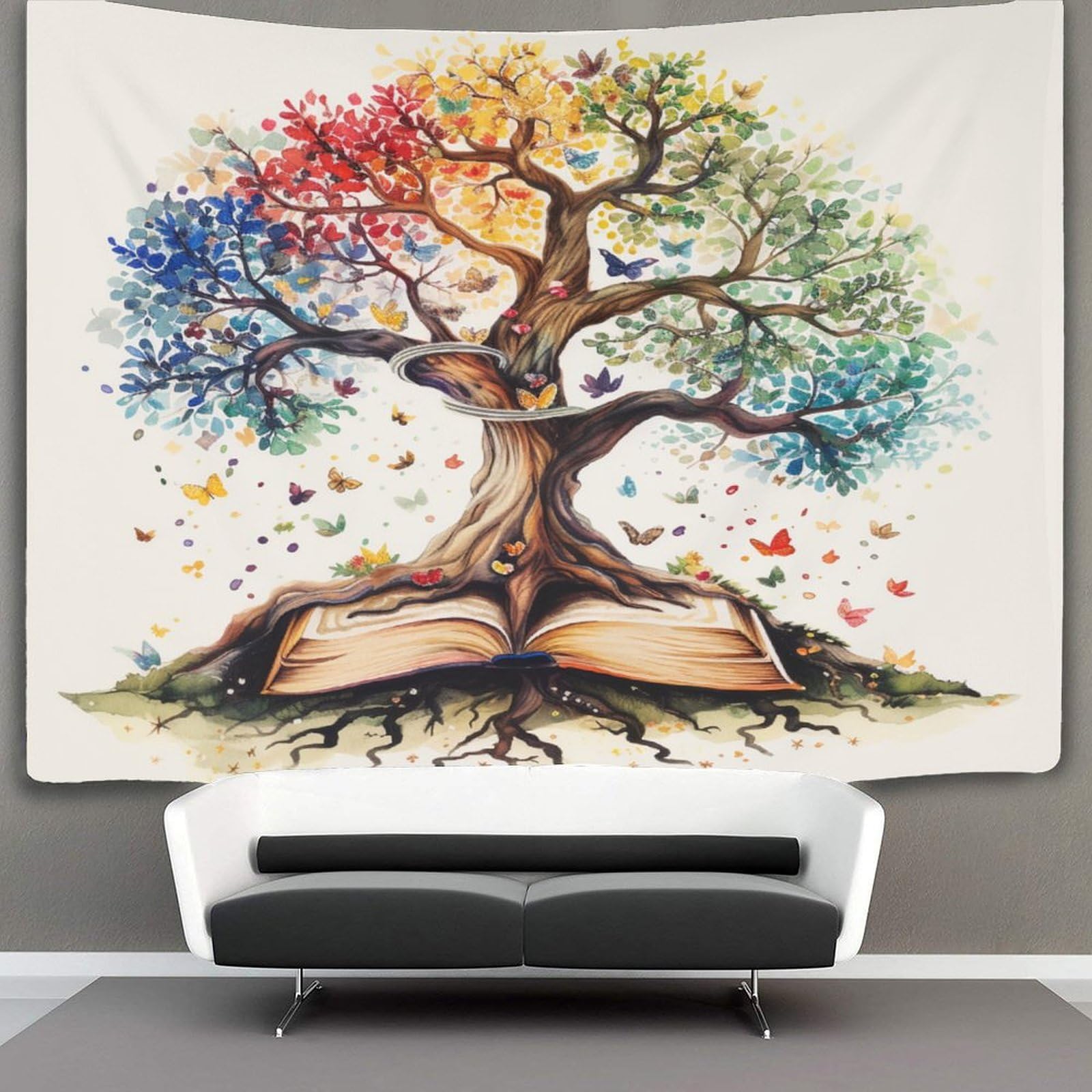 kaiyun Knowledge Tree Tapestry,Plant Wall Art Aesthetic Home Decoration for Living Room Dorm 100cmx150cm