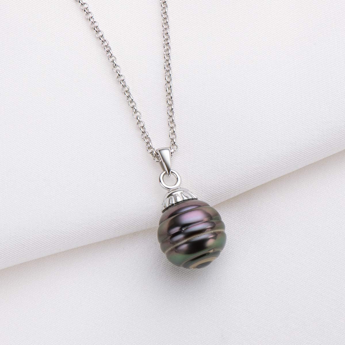 Black Pearl Pendant Necklace Tahitian South Sea Cultured Baroque Pearls Necklaces with 18" Sterling Silver Chain Jewelry Gifts for Women