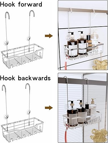 Miniatura 4 de Slizy Estante de ducha colgante, estante de almacenamiento de baño, caja de almacenamiento de puerta, para guardar champú y gel de ducha, con un