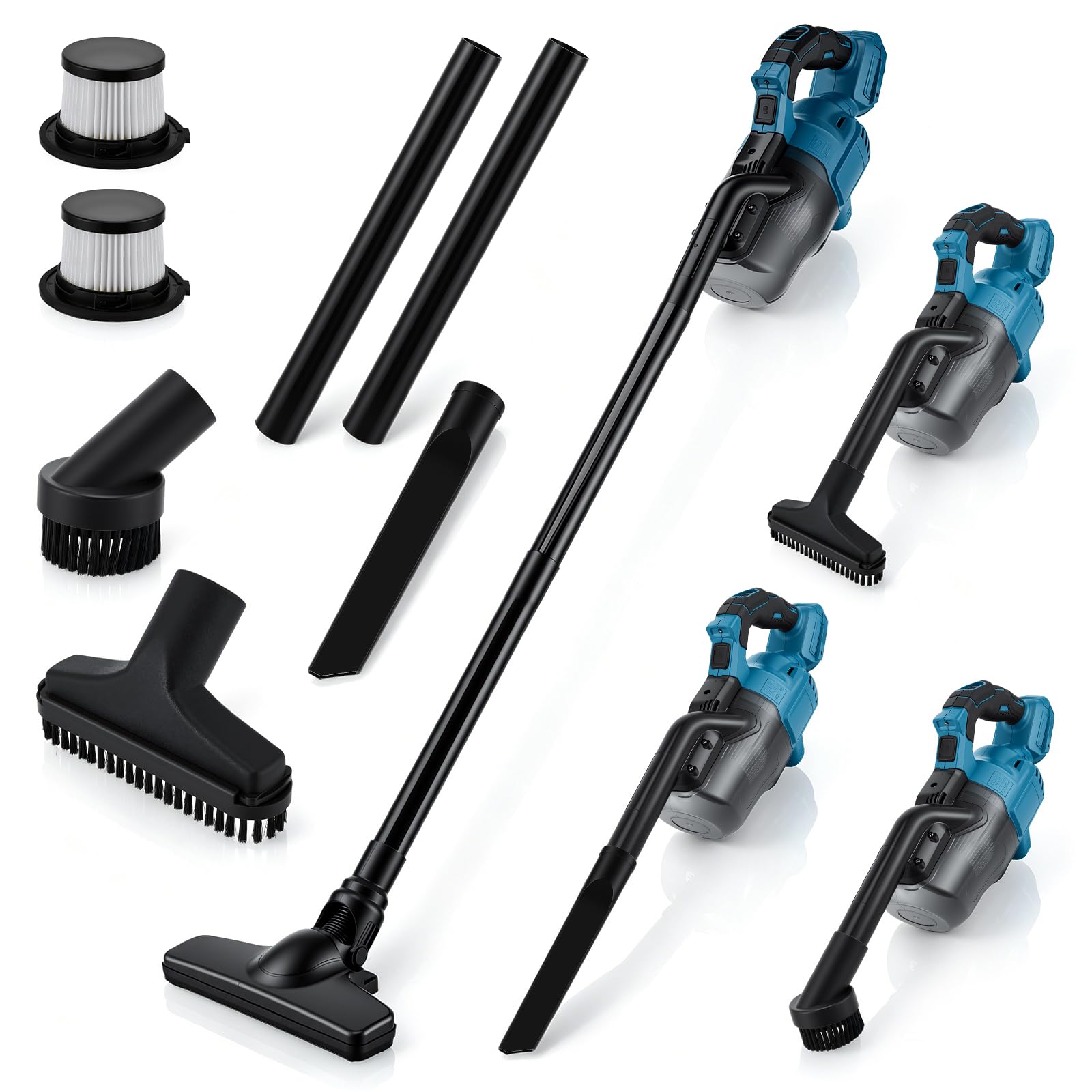 Aspiradora con batería para baterías Makita de 18 V, 10000 Pa 4 en 1, aspiradora de mano portátil, aspiradora de 140 W, aspiradora inalámbrica con vaso grande de 0,75 l, para pelo de animales