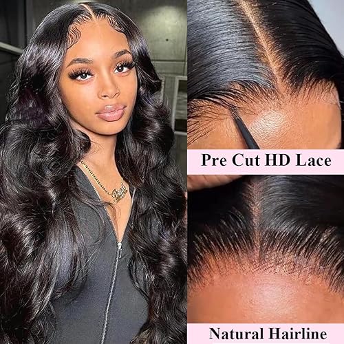 Miniatura 7 de Pelucas de cabello humano ondulado con encaje frontal HD de 6 x 4, cabello humano prearrancado con abuelitos para principiantes, sin pegamento,