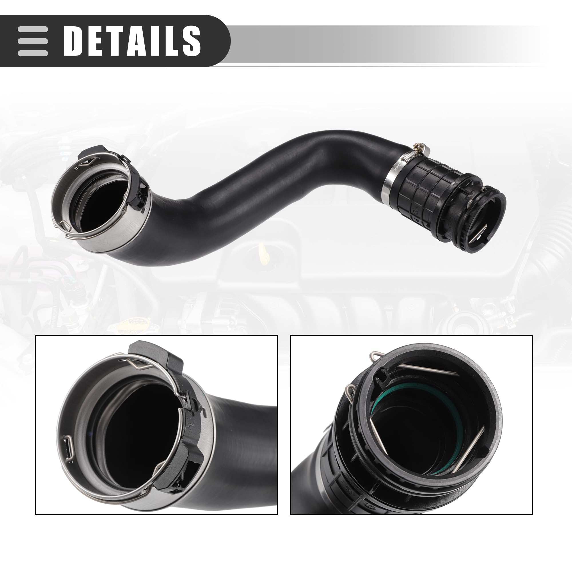 Motoforti Tubo de manguera de admisión de filtro de aire del motor, manguera de admisión de aire, para Chevry Cruze 2016-2019, goma, con abrazadera, n.º 13374646, color negro