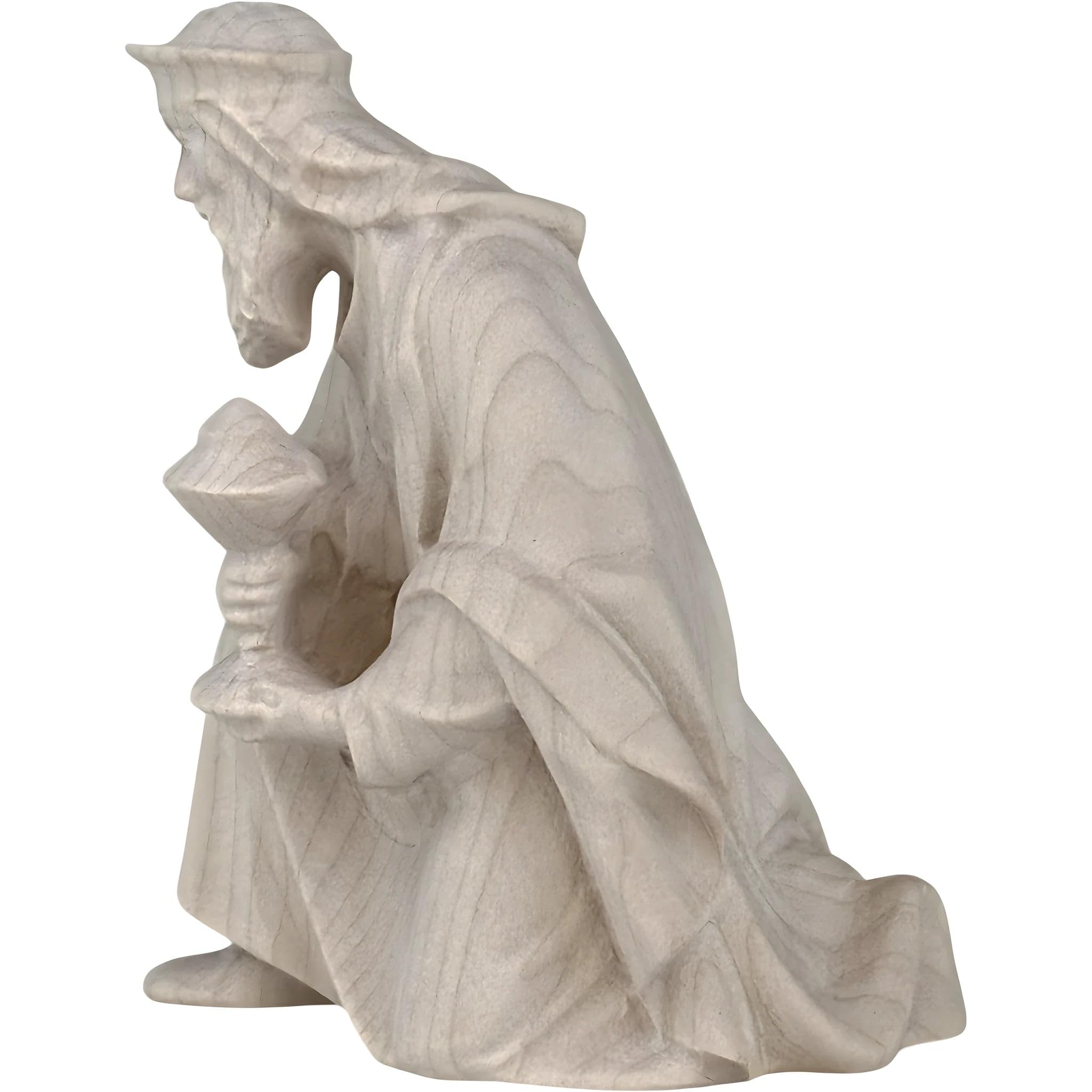 Dolfi | Gaspare re magio in ginocchio con incenso 15 cm | Legno Naturale in Val Gardena | Presepe e Natività