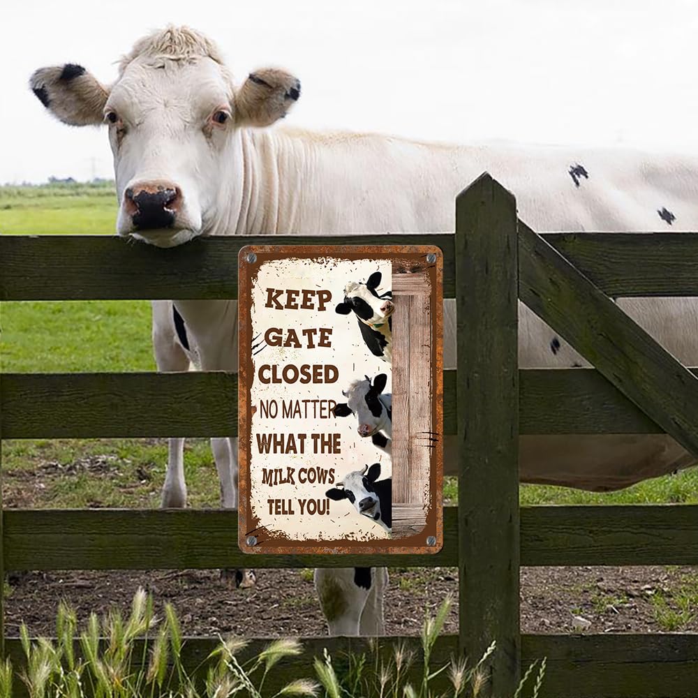 Metallschild 'Keep Gate Close Cows In Area' – Wetterfeste Alu-Tafel Für Privatgrundstück & Farm