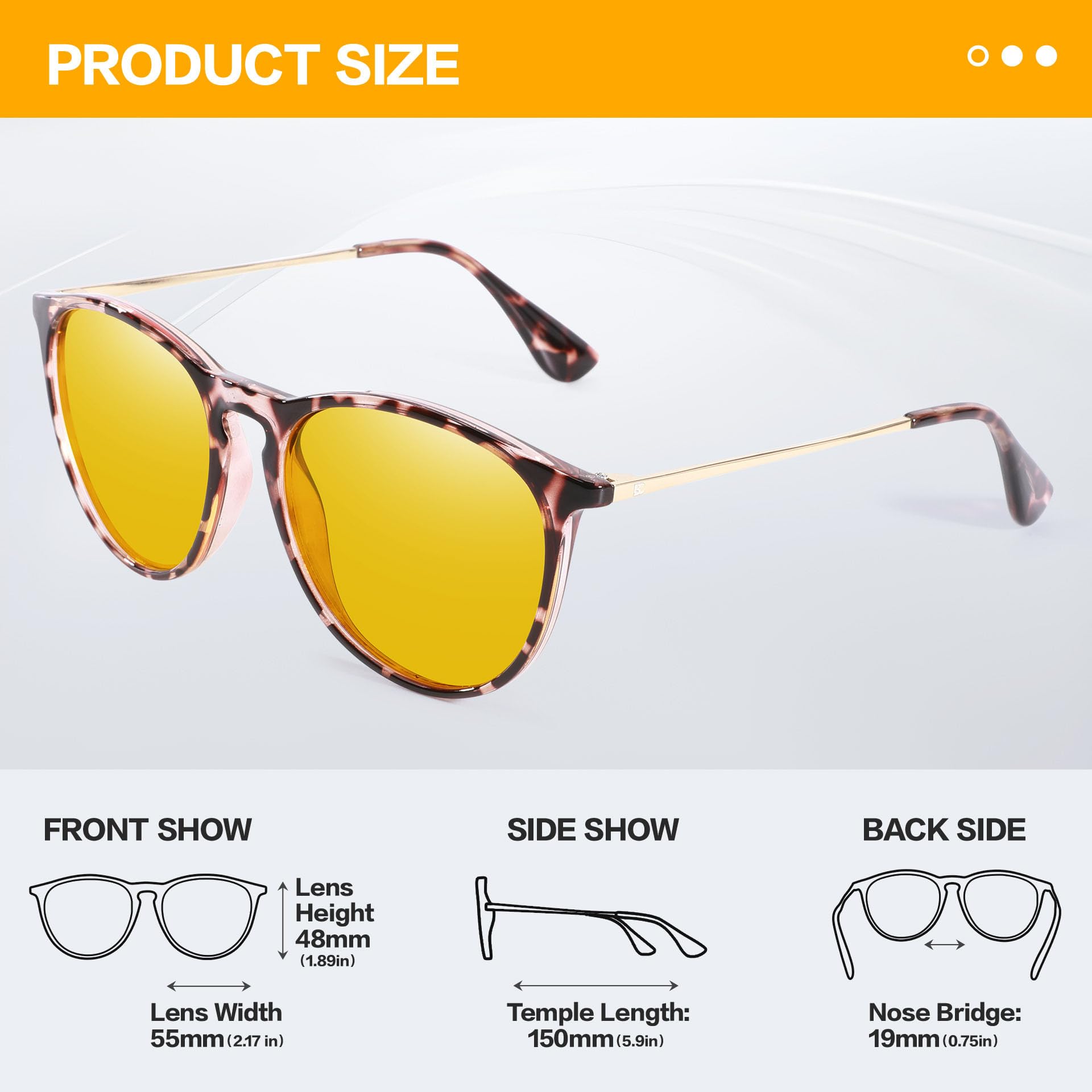 Lentes de visión nocturna para mujer: TR90 antirreflejos, para conducción nocturna, reducen la fatiga ocular para conductores, lluvia, nieve y niebla