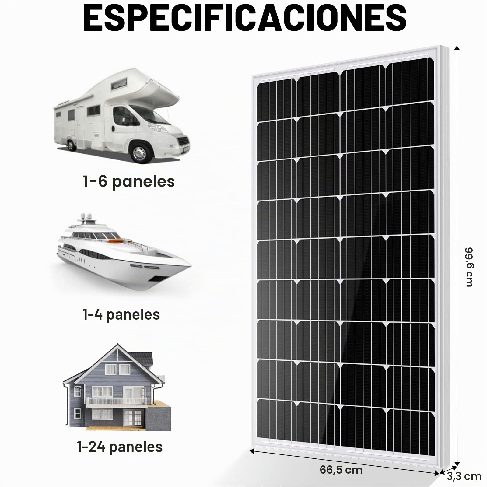 ECO-WORTHY Kit Placa Solar 0,5 KWh/día: Panel Monocristalino 120W, 50AH Lifepo4 Batería 12v Litio, Inversor 600W, Controlador de Carga 30A para Barcos, Caravanas