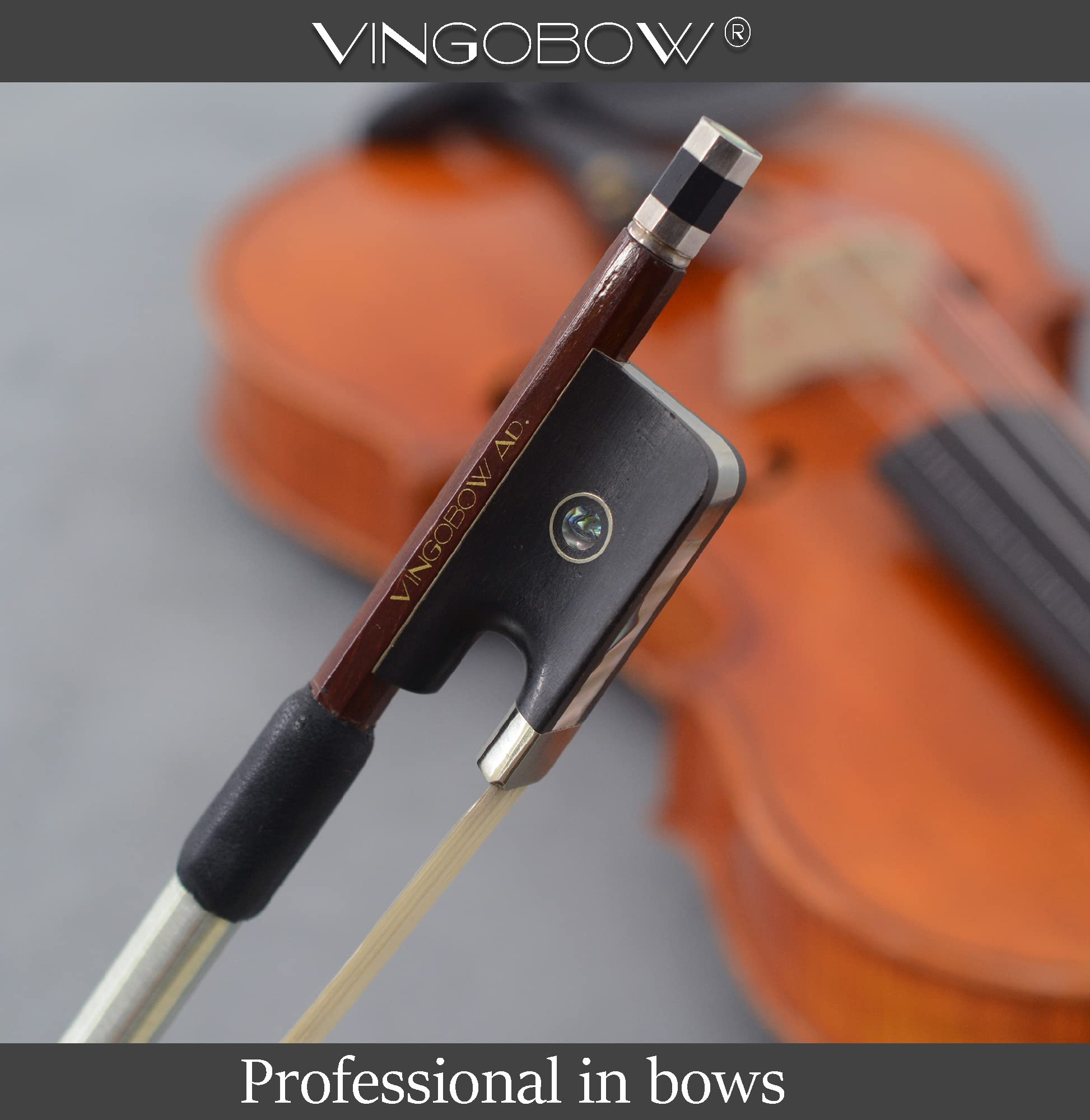Brazilwood Viola Arco Ottagonale Stick Forma 4/4 Formato 310 M VINGOBOW Livello Avanzato Occhi Parigini Ebano Rana Ben Bilanciato Dolce Suono Naturale Capelli di Cavallo