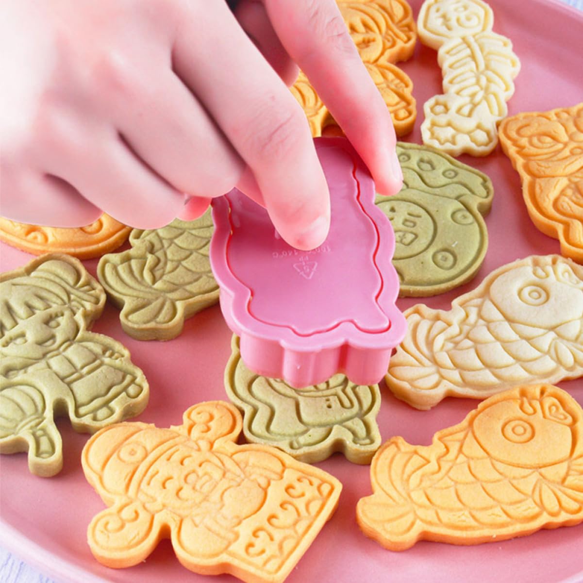 ABOOFAN 4 Juegos Molde De Galletas Formador De Galletas Alimento Cacerola Graduado Galletas De Chocolate Paraca Cortadores De Galletas Lactancia Equipo Horneando Rosa El Plastico 8 Uds * 4