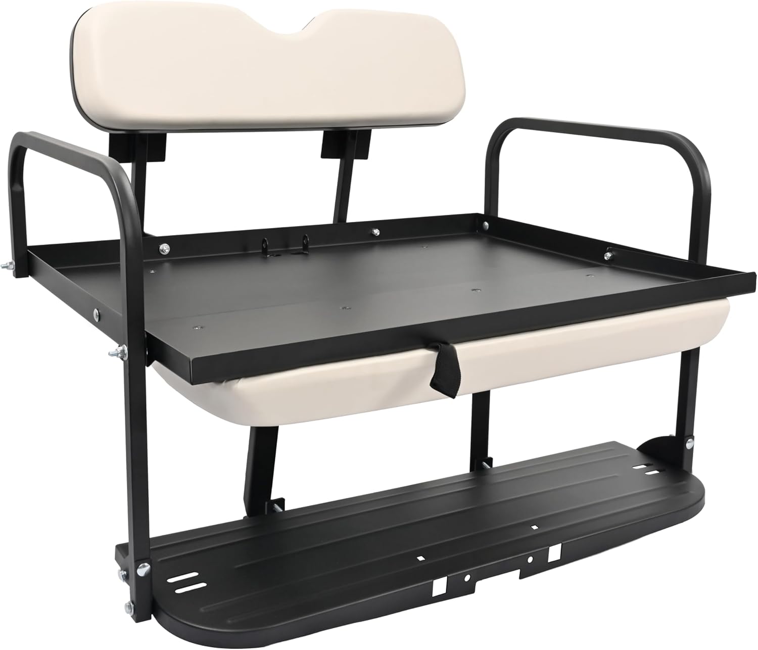 KUAFU Rear Flip Seat Compatible with Pre-1994 EZGO Marathon Golf Cart Folding Seat Rear Powder Coated Steel Frame Off-White Seat