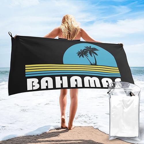 Bahamas - Toalla de playa con toalla, toalla de playa de microfibra suave de 27.5 pulgadas, de secado rápido, absorbente, sin arena, manta de playa