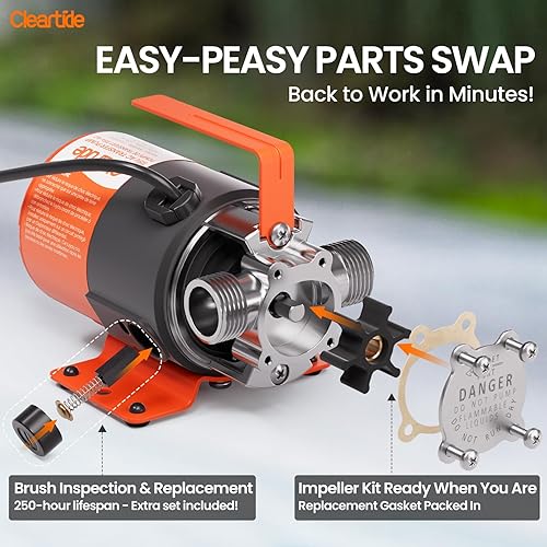 Miniatura 5 de Cleartide Bomba de transferencia de agua de 115 V, 110 HP 380 GPH Bomba de agua eléctrica con kit de manguera de succión de 6 pies, bomba de agua