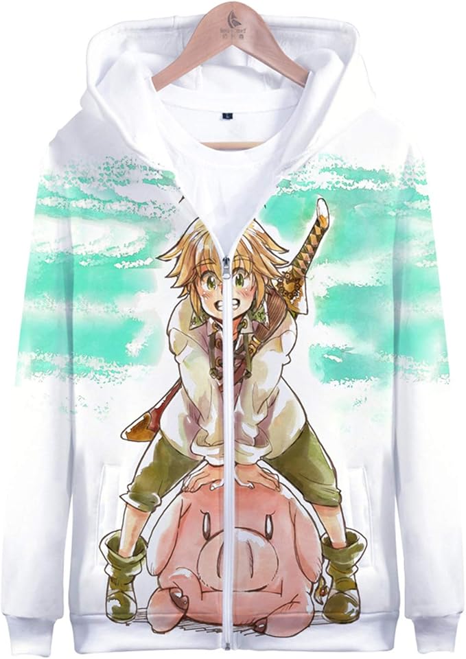 CYANDJ-Meliodas-3D Printed Sweater, Unisex Hoodie, Long-Sleeved Casual Wear Pullover, Zipper 