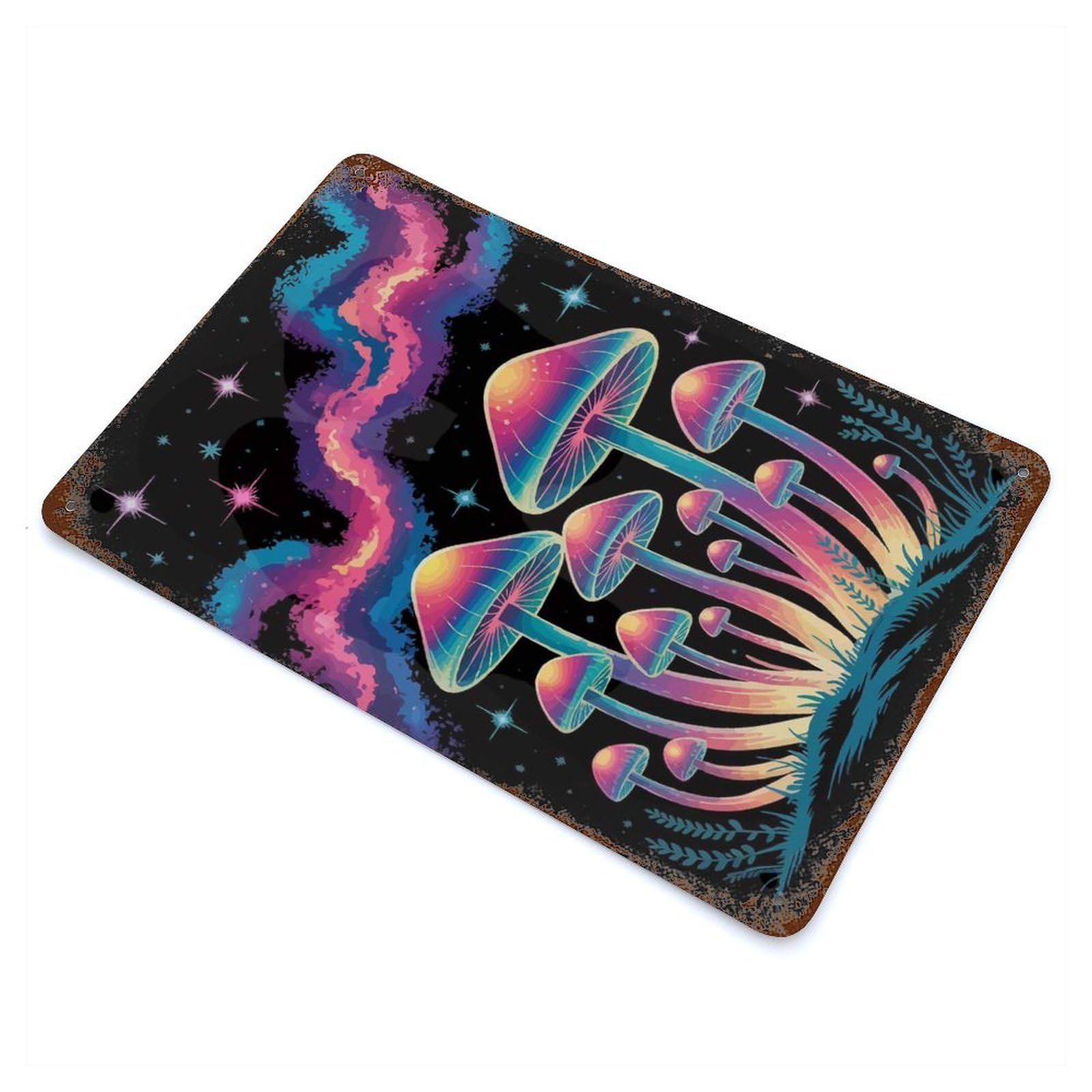 Psychedelic Mushroom Galaxy Vintage Metal Tin Sign 11.8"x7.9", for Garage, Bar And Workshop Decor, Old School Wall Decor
