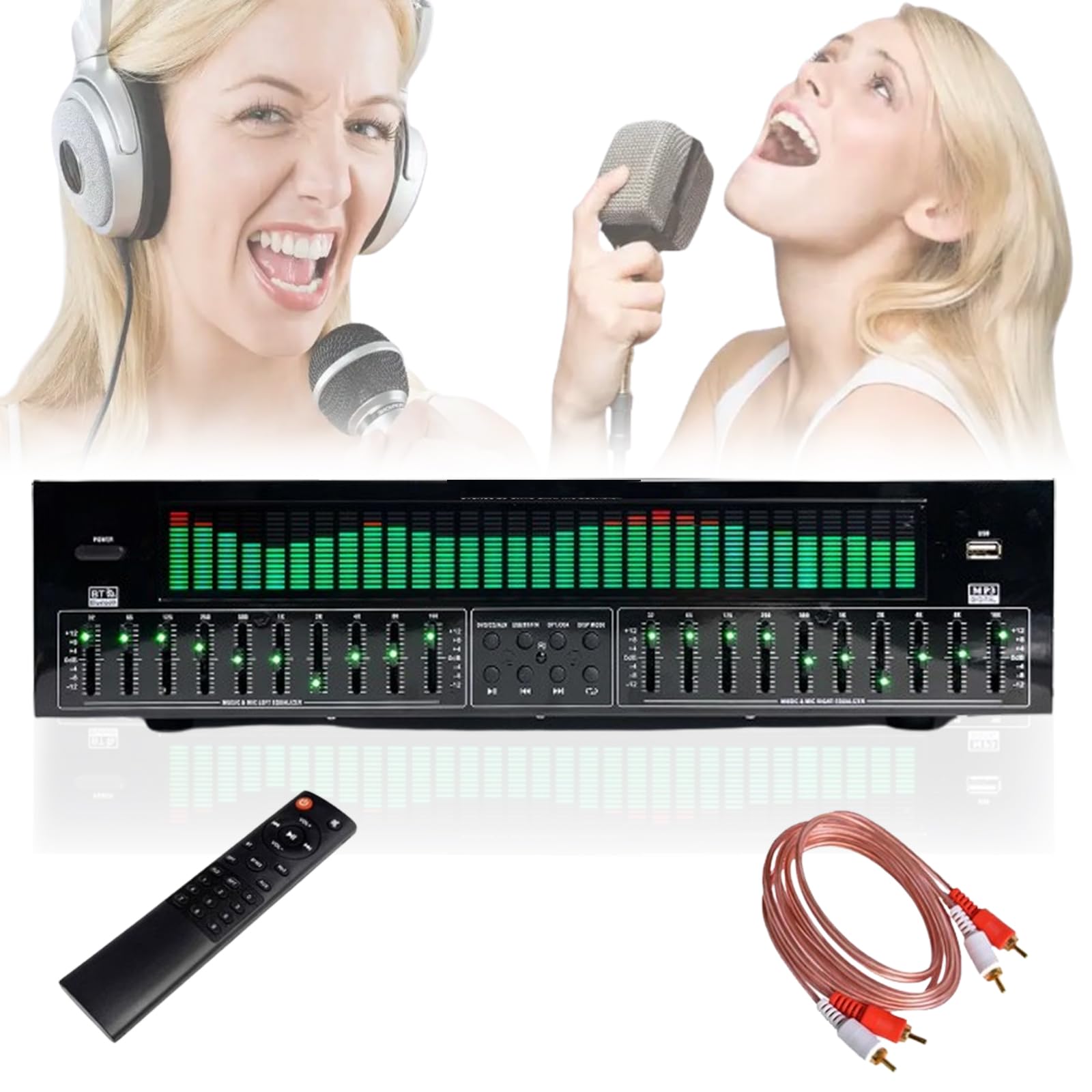 Égaliseur Graphique Stéréo 31 Bandes, Contrôleur D'effet Équilibré, Qualité Sonore Haute Définition, Rapport Signal/bruit > 95 DB, Signal D'affichage À 30 Lumières, Prend En Charge 12 Modes De Saut