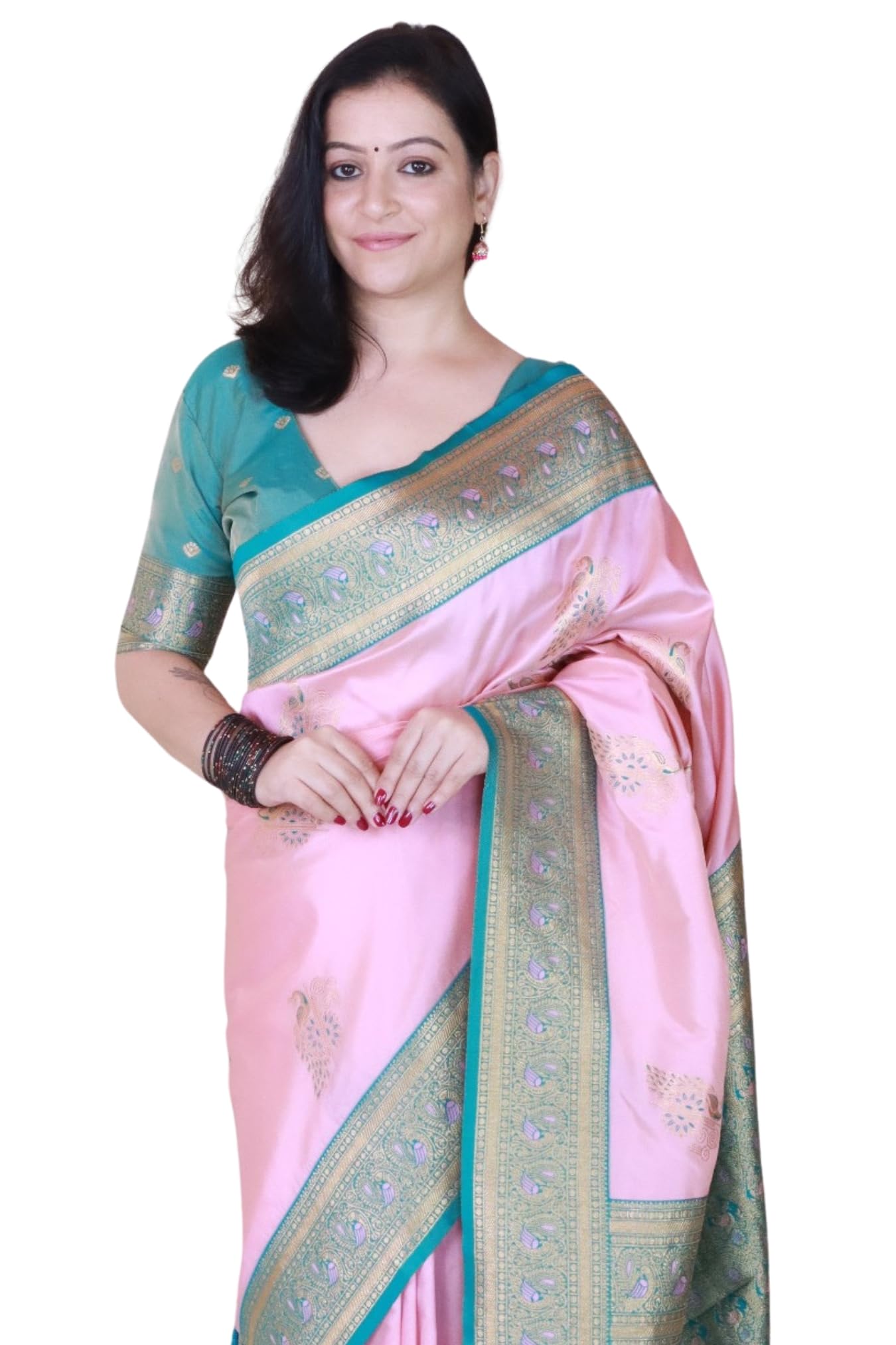 Women's Kanjivaram Pure Soft Silk Saree With Blouse Piece-image-46