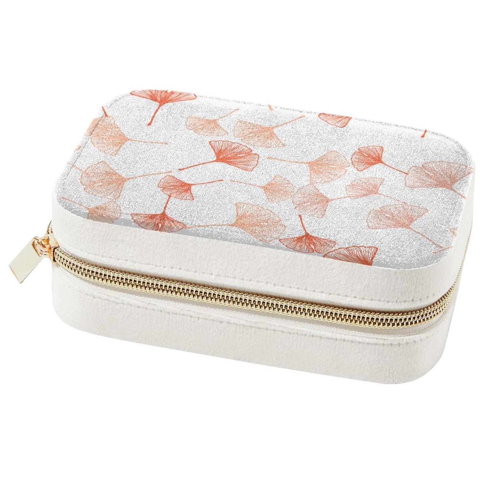 Boîte à bijoux Ginkgo Biloba portable de voyage pour bagues et colliers