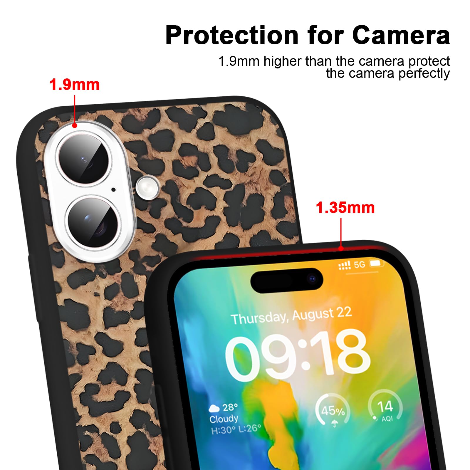 Yoedge 2 Pack for iPhone 16 6.1'' Cheetah Print Cases, Cute Luxury Leopard Print Pattern Design Cases for Women Men Girls, Fashion Retro Shockproof Anti Scratch Protection Silicone Soft TPU Cover — view 4