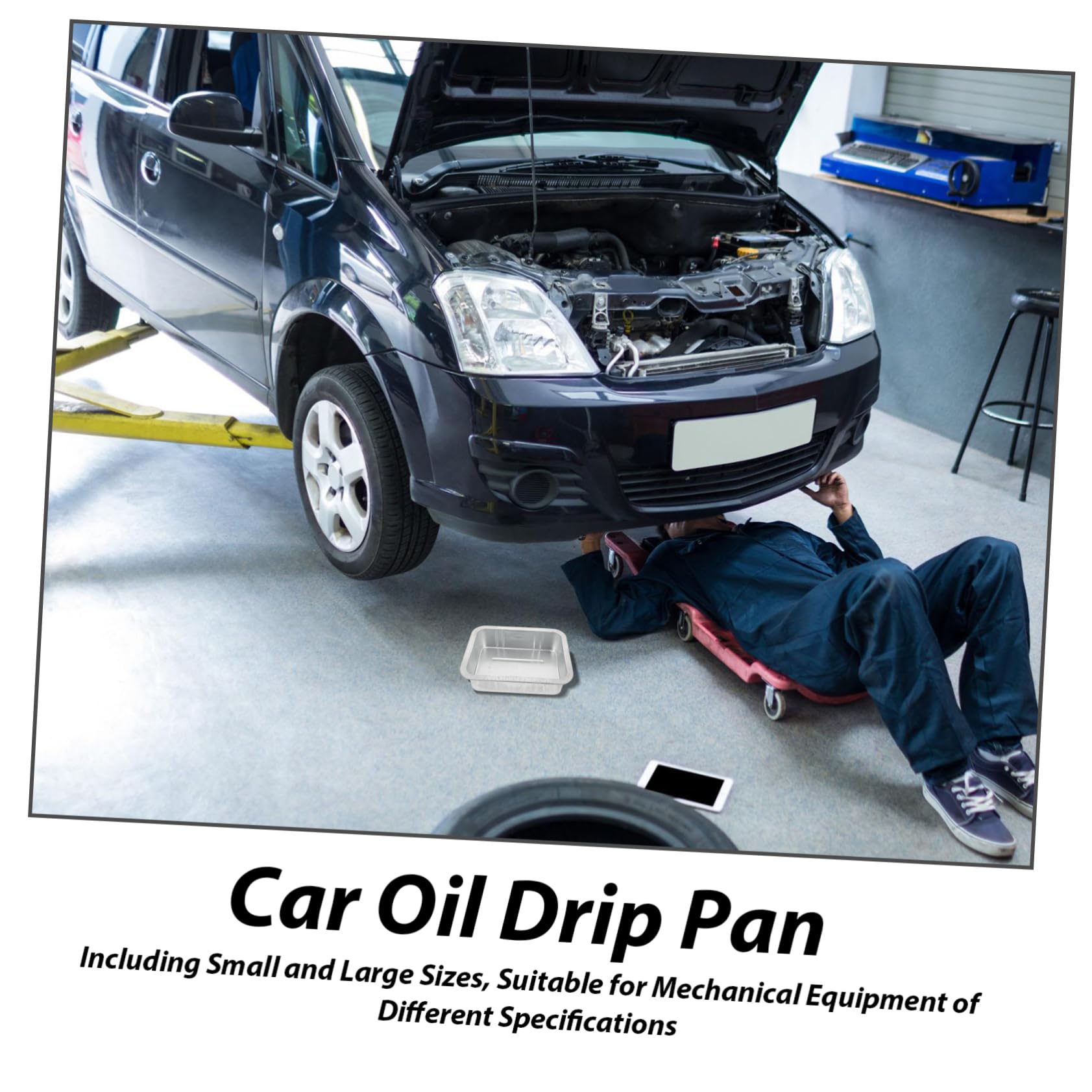 Ciieeo 2 Pièces D'huile Drain Plateau Bac à Huile Réparation Nettoyage Faire Le Ménage Poêle Égouttoirs pour Bac De Vidange D'huile De Voiture Acier