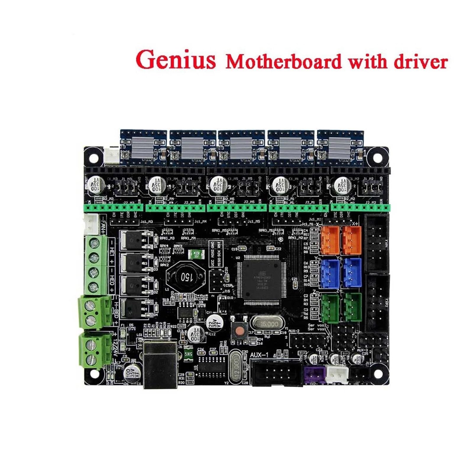 3D Kompatibel mit Artillery, 8-Bit Board Kit X1 Genius | 5 Treibermodule, 8-Bit-Motherboard, stabiles Steuerungssystem, X1 Genius-Serie(Genius with driver)
