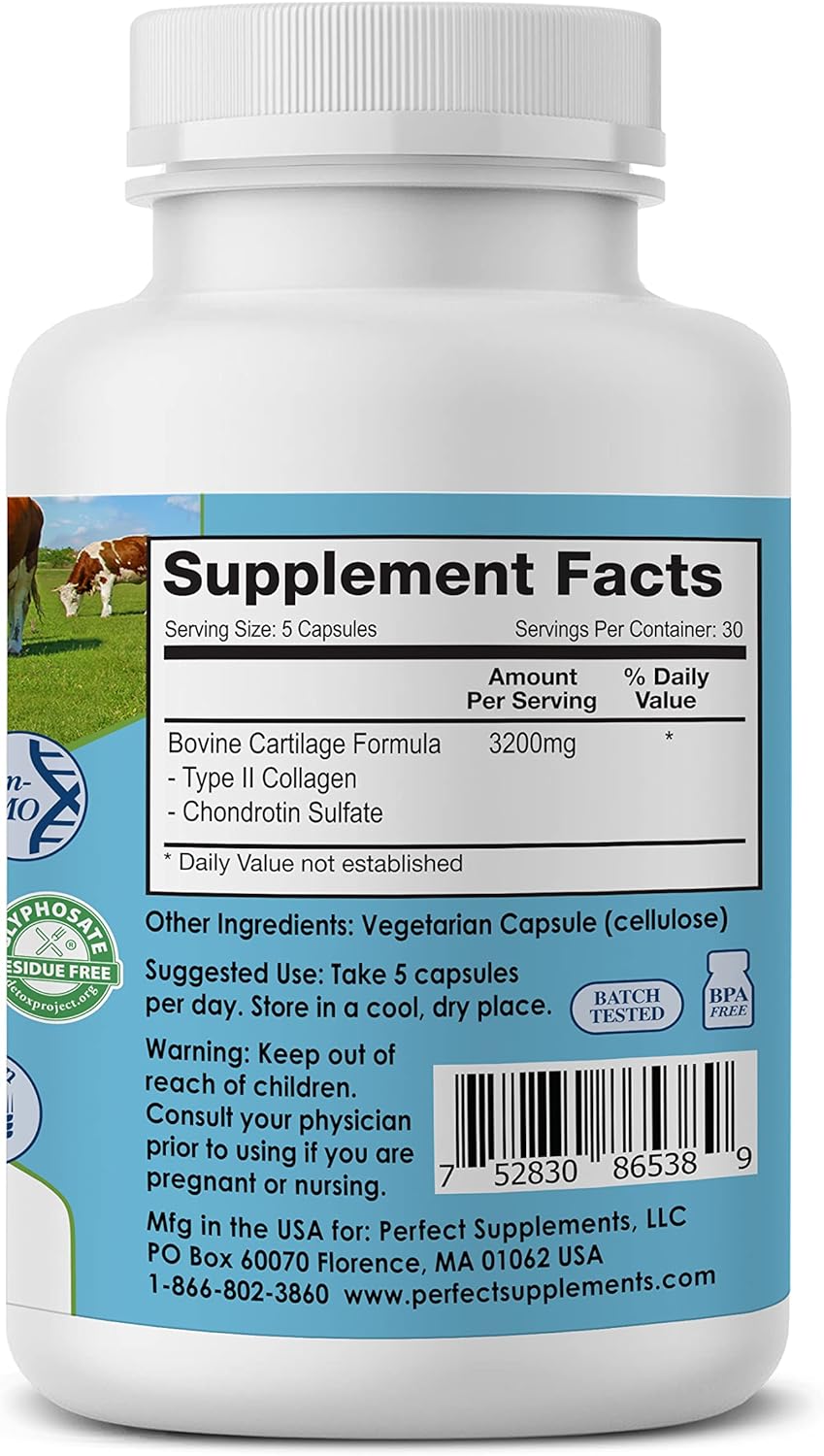 Perfect Supplements – Perfect Type II Collagen – 150 Capsules – All Natural Type II Collagen – Pasture Raised – Joint Health Support