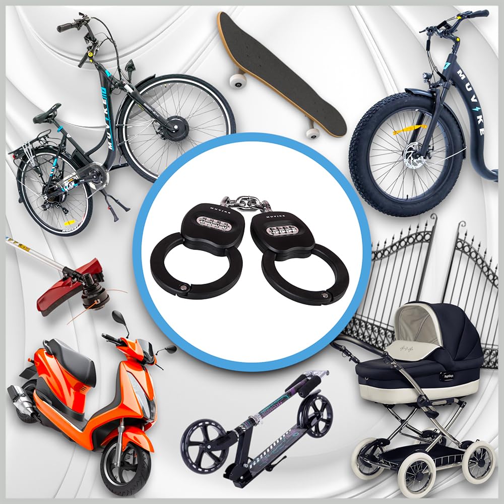 HANDCUFF 480/8CK Fahrradschloss – 49 cm Handfesselschloss aus gehärtetem Stahl – 360° drehbar – 4-stelliger Zahlencode – Sicherheitsstufe 8 – für Fahrrad, E-Bike, Roller, Kinderwagen
