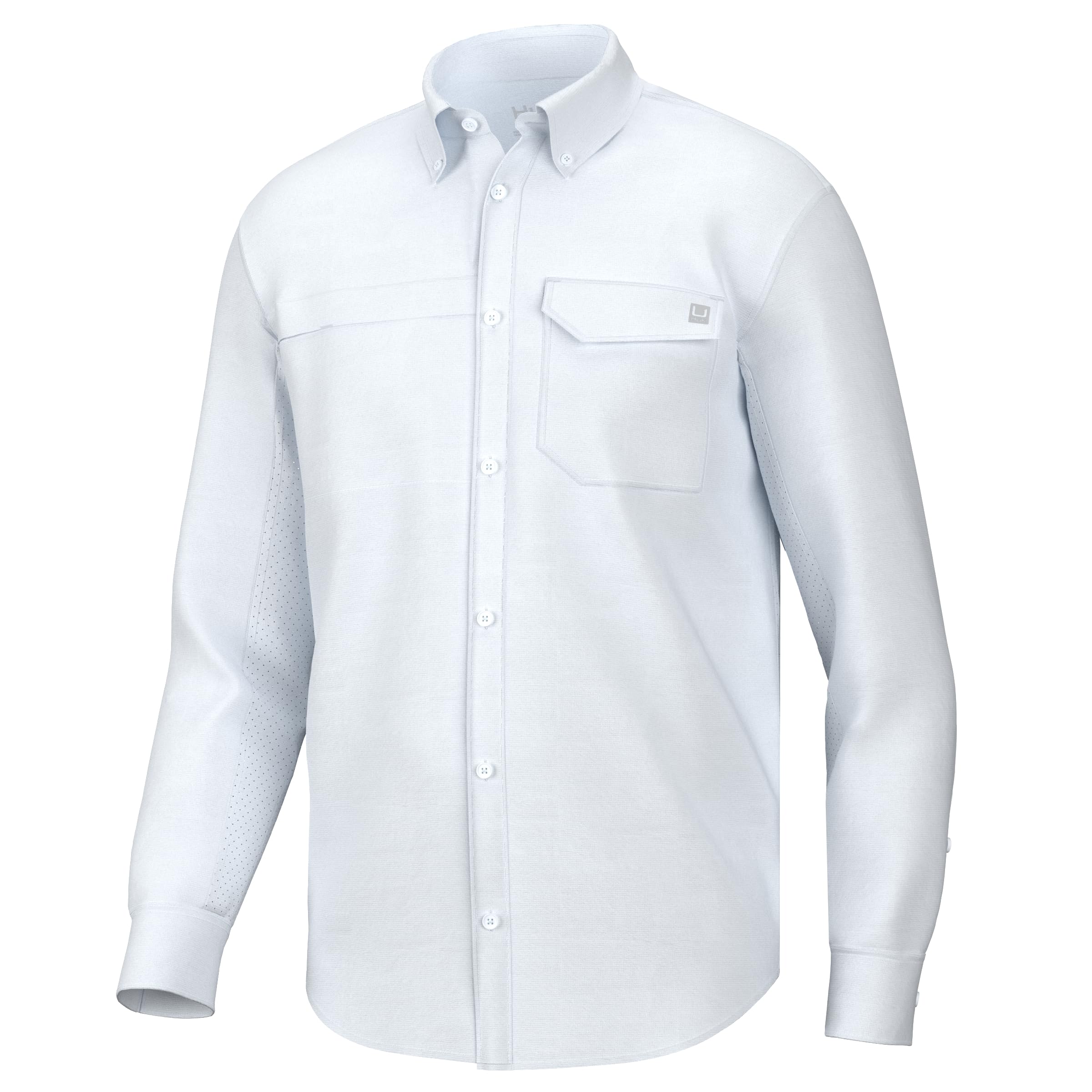 HUK Men's Tide Point Solid Long Sleeve Shirt, Button