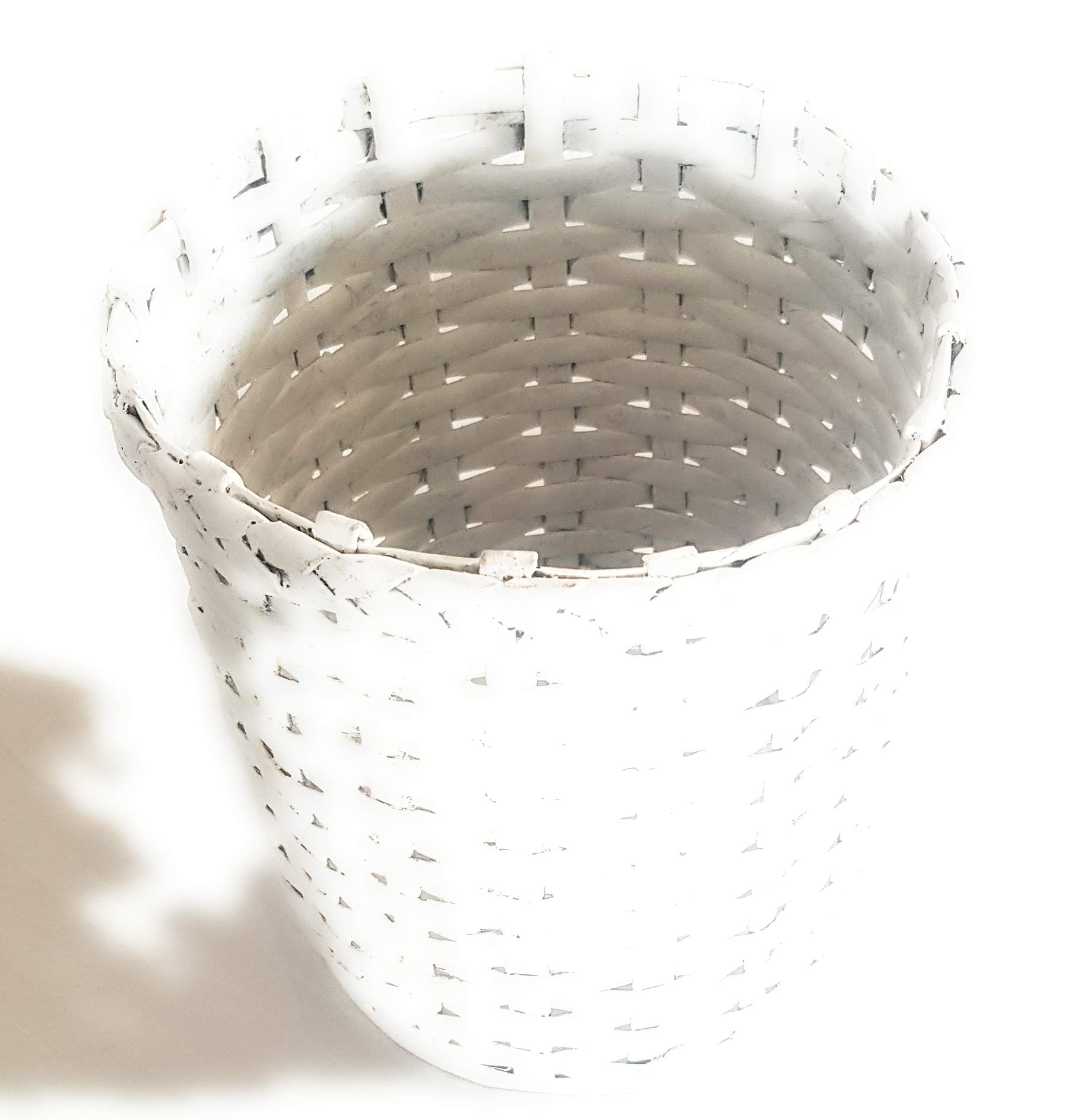 Sonas CreationPAPERUS Very SMALL Size 6 Inch TALL 2 Litre KIDS Customizable White Color Premium Waste Basket Dustbin Trashcan Paper Bin Pen Stand Vase Eco-friendly Sustainable Handmade of Paper Ropes