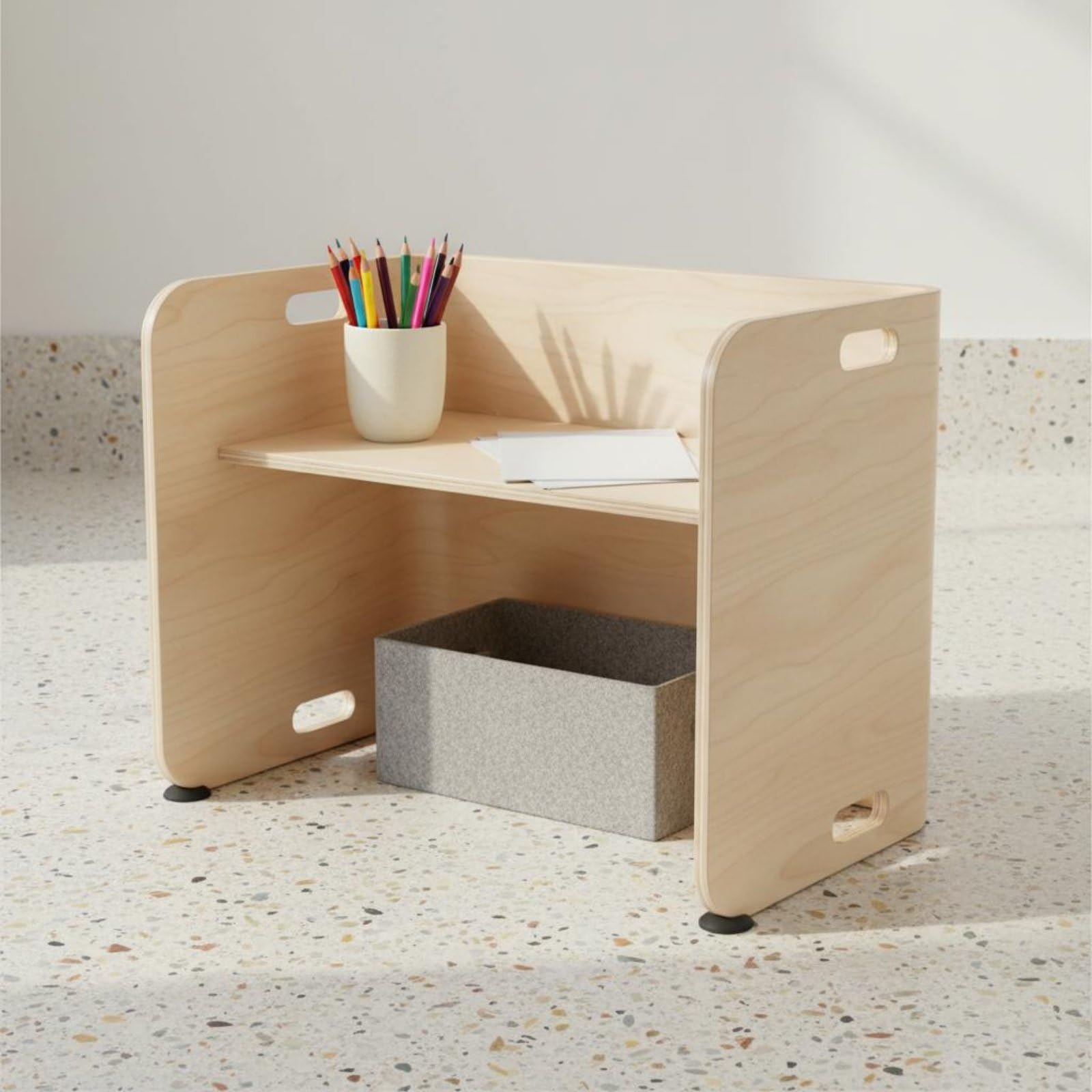 Escritorio Infantil Semicircular Mesa de Estudio Conjunto con Silla Diseño Curvo con Bordes Redondeados y Ranuras de Mano Adecuado para Guardería Aula Sala de Juegos Lectura Dibujo Merienda