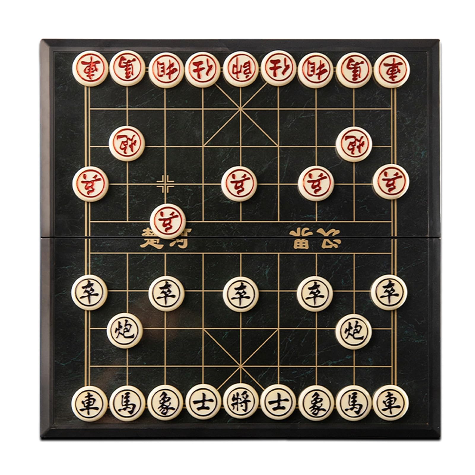 Magnetic Chinese Chess Xiangqi Retro Playing Pieces Travel Board Game Set with Foldable Chessboard Traditional Educational Strategy Games(12.6 x 12.6in)