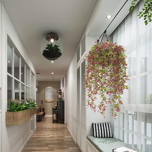 Miniatura 2 de PASYOU Vid artificial, hojas de hiedra colgantes, plantas de plástico, vides de follaje, vegetación resistente a los rayos UV, flores falsas para