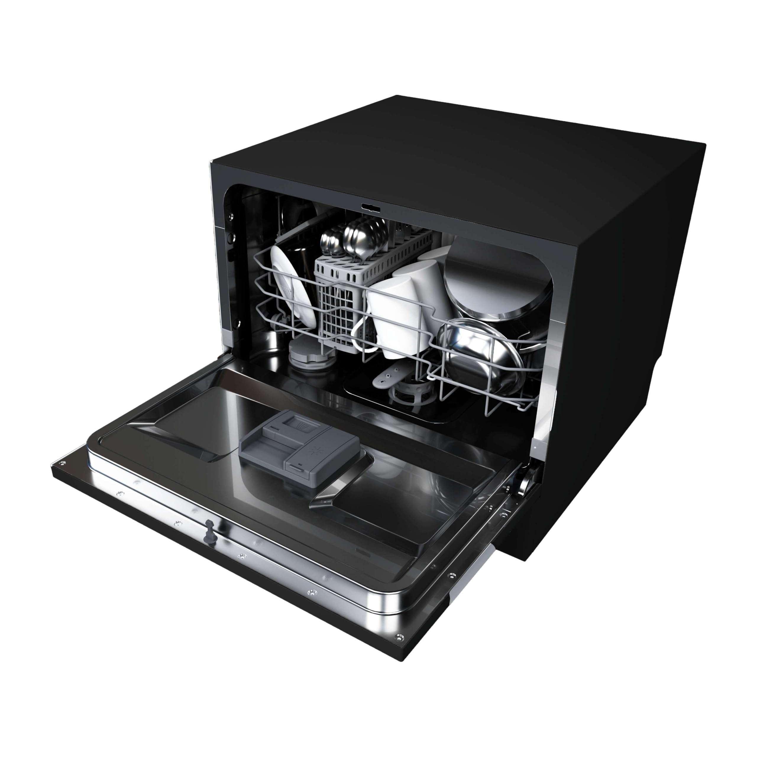 Cecotec Lave-vaisselle Compact Libre Installation 6 couverts Bolero Aguazero 2300 Inox.8 programmes, Classe D, Panneau tactile couleur, Départ différé, Fonction prélavage, Dry+, Germ Shield