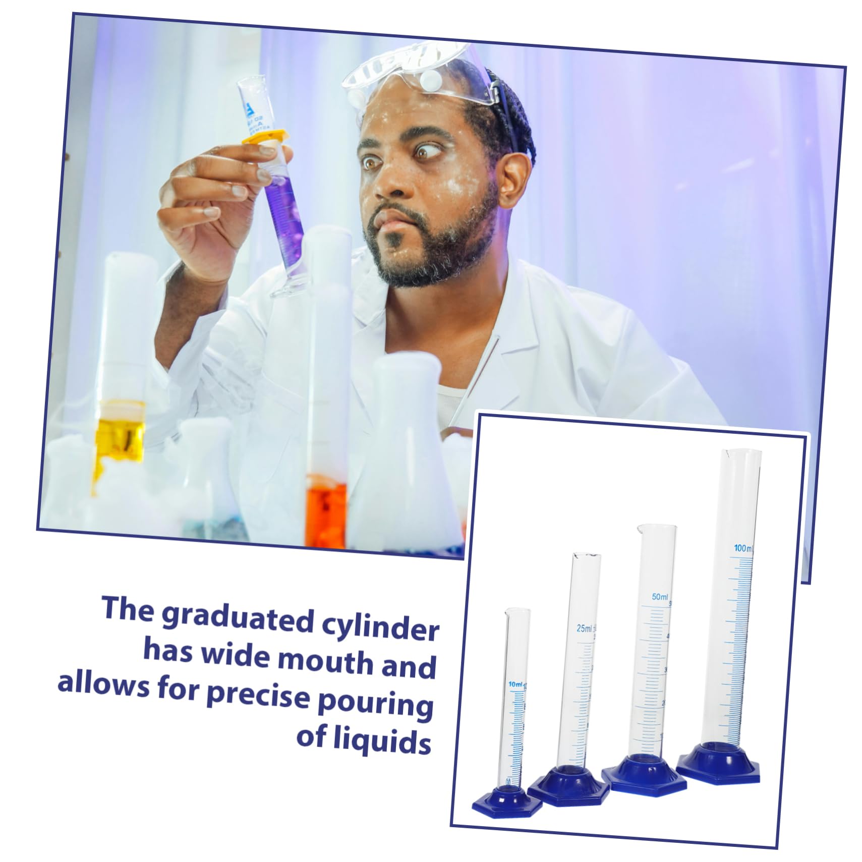 ROMISBABA 1 Set Graduated Cylinder 10ml Graduated Cylinder 25ml Plastic Cylinder Brush Glass Cylinder Cleaning Brush