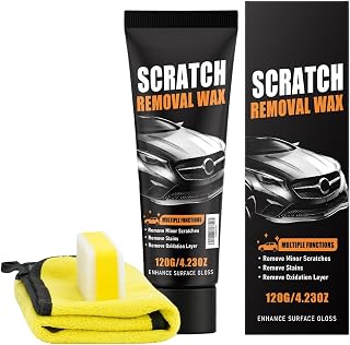 Scratch Remover for Vehicles, 120g Car Paint Restoration Cream with Detailing Shine Wax, Includes Sponge and Towel, Restores Truck SUV RV Windshield Glass Panel Trim Headlight and Panel Layers
