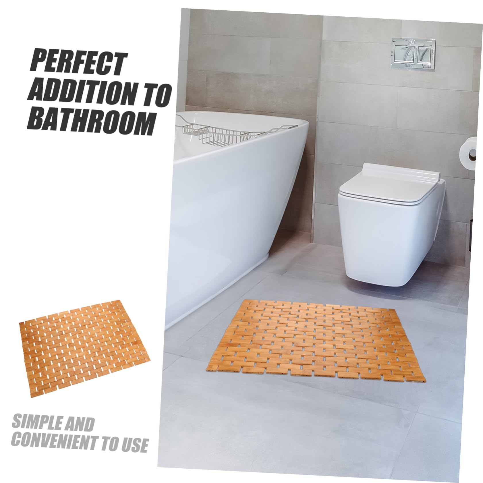 Tapis en Bambou Antidérapant pour Salle de Bain et Cuisine, Tapis de Sol en Bambou Naturel Tissé la Main, Couleur Kaki, pour Maison et Dortoir