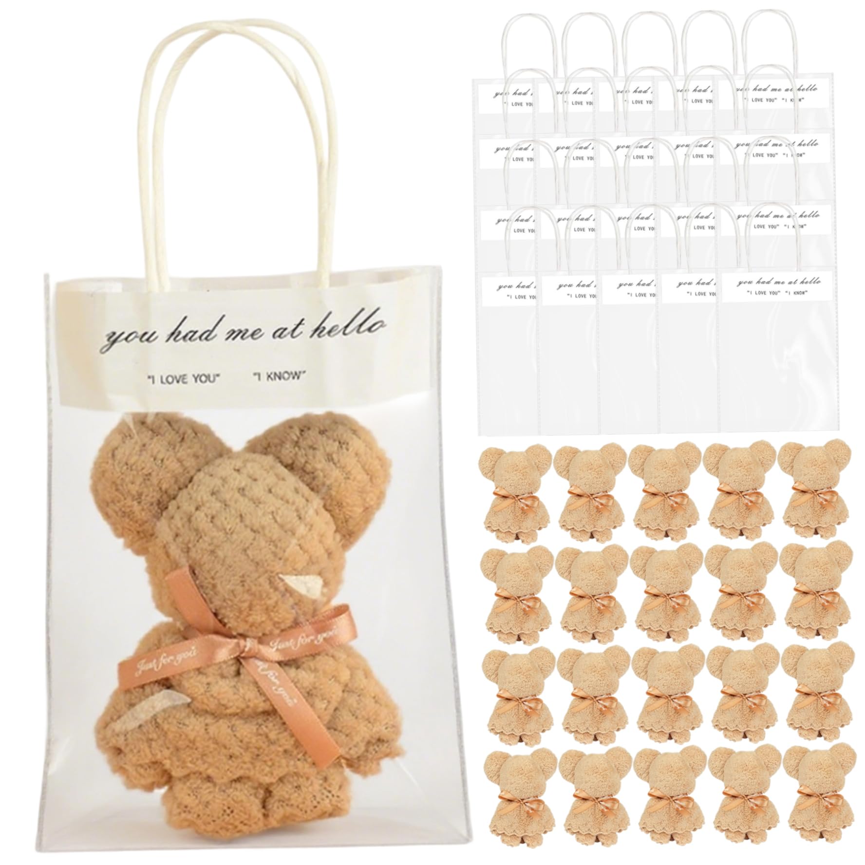 20 Suaves Toallas de Oso con Bolsa para Momentos Especiales