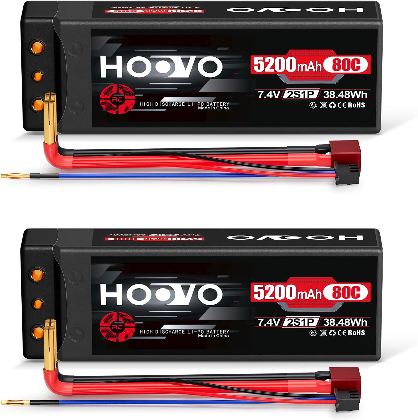 GOLDBAT Batteria Lipo 2S 7.4V 6200mAh 50C Con Connettore Deans, Custodia Rigida Per Auto, Camion, Barca, Elicottero RC - Sostituto Traxxas - 5