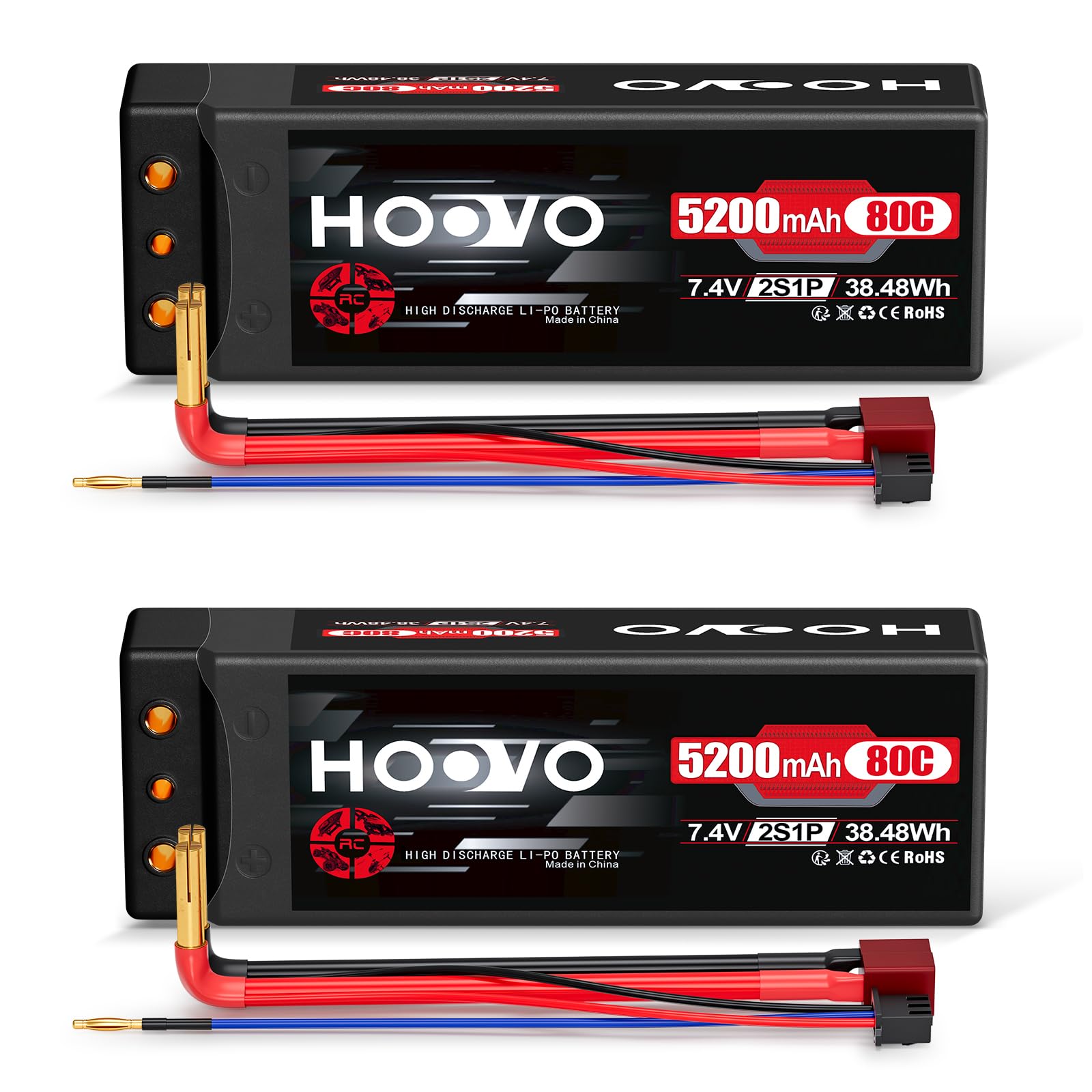 SANKAKU 7,4V Batteria Lipo 2S 5000mAh 70C Lipo spina Deans T per veicoli RC Buggy Auto Camion Barca Hobby 2 pezzi