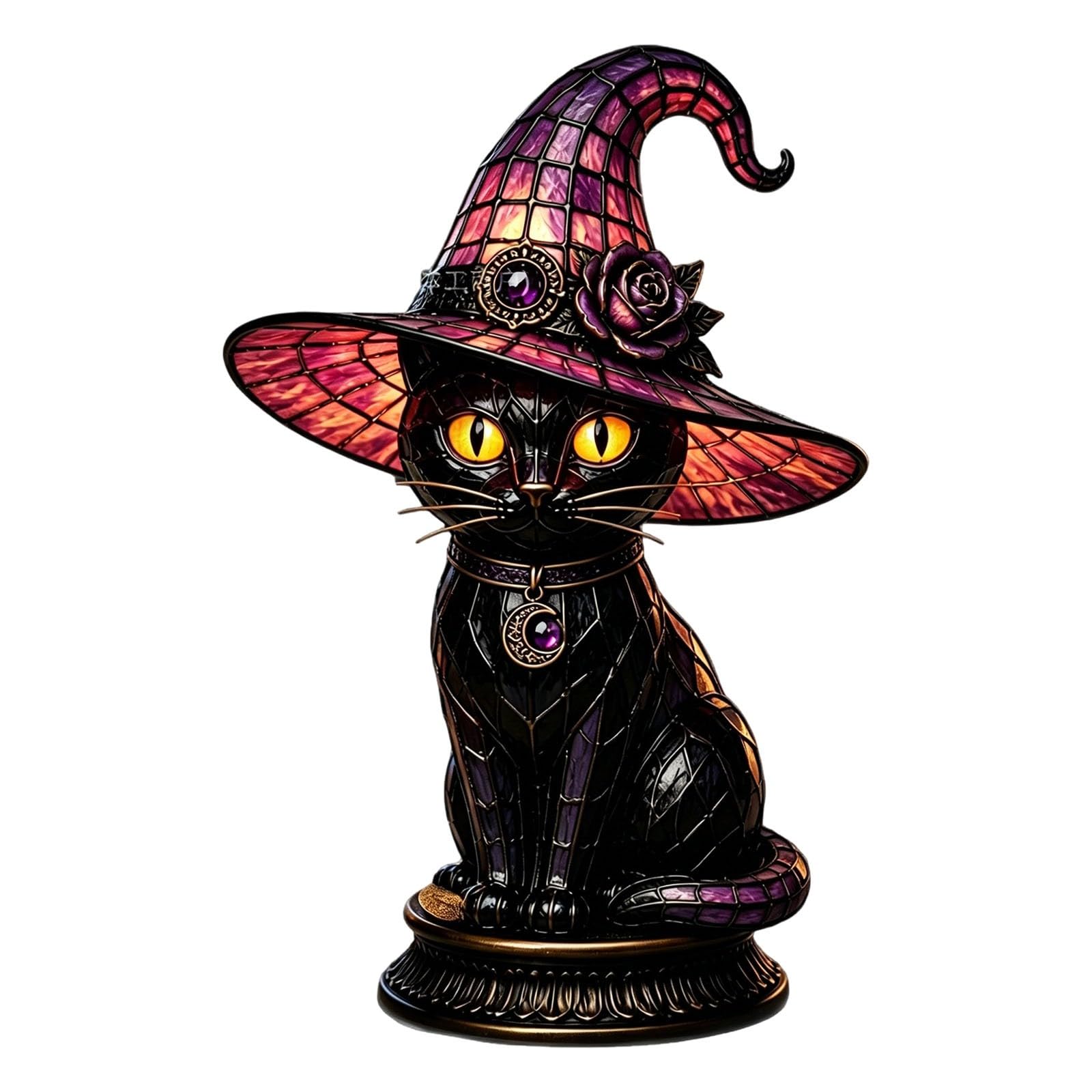 Stained Glass Halloween Pumpkin Table Lamp, 2D Halloween Light Up Ghost，C
