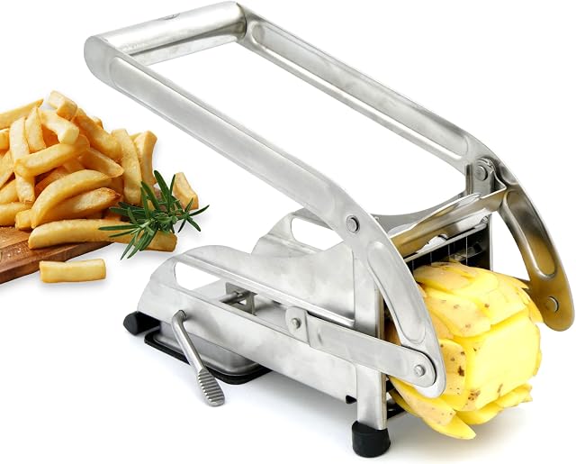 Impeccable Culinary Objects (ICO) Potato Chipper And French Fry Cutter Includes Two Stainless Steel Sharp Blades And Secure Suction Base