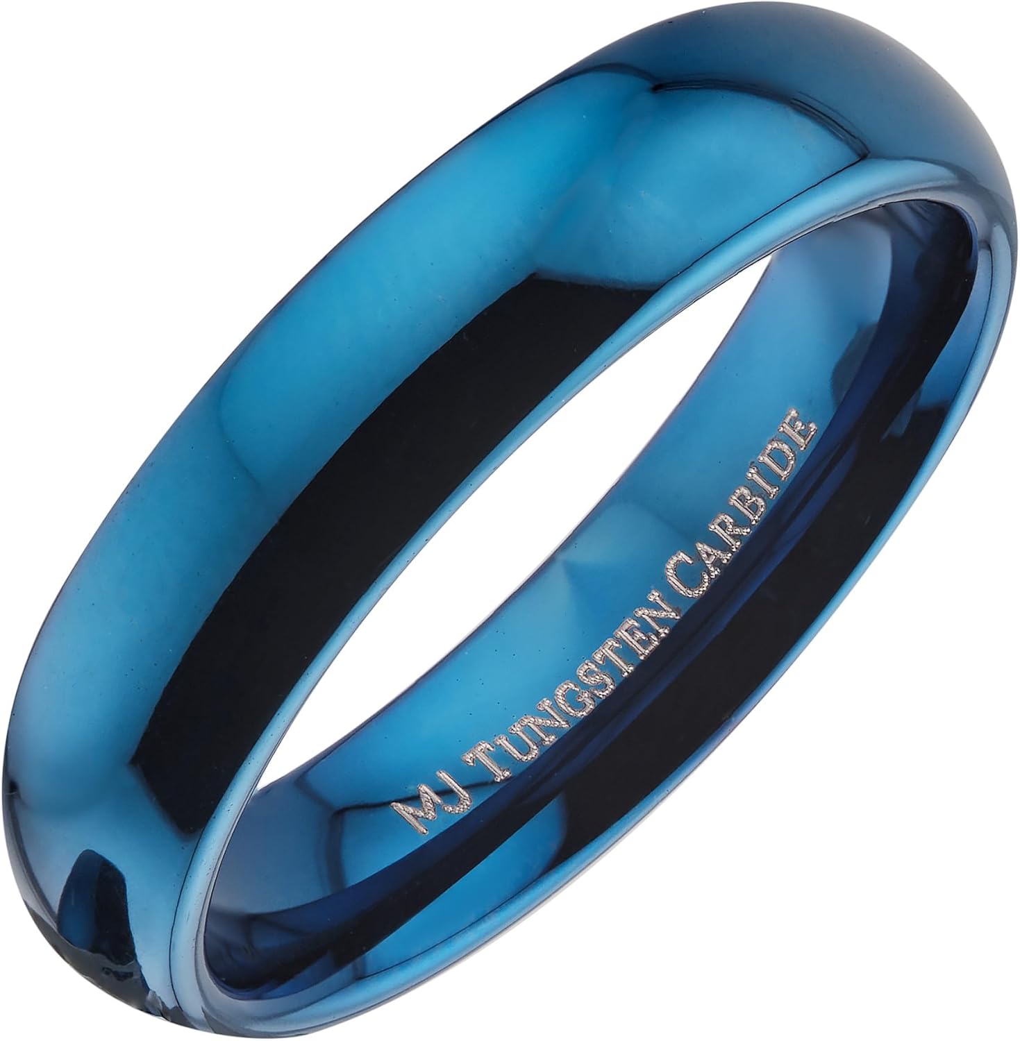 3, 5, 6 or 8mm Blue Plated Inside and Outside Tungsten Carbide Wedding Band Ring