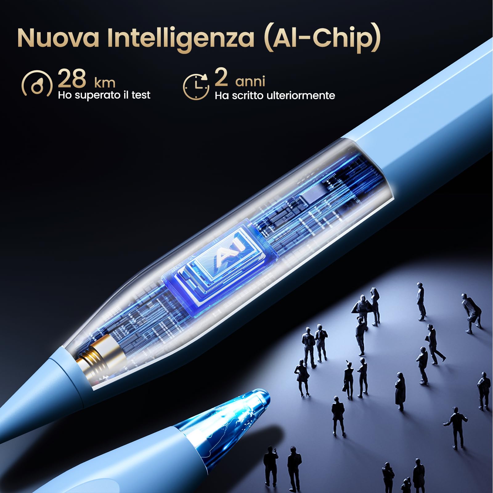 Penna per iPad,Penna per Tablet Compatibile con Apple iPad 2018-2025 Ricarica Rapida,Sensibile all'Inclinazione&Rifiuto del Palmo,Stylus Pencil per iPad 6-11,Pro 13/12,9/11'',Air 3-6,Mini 6/5