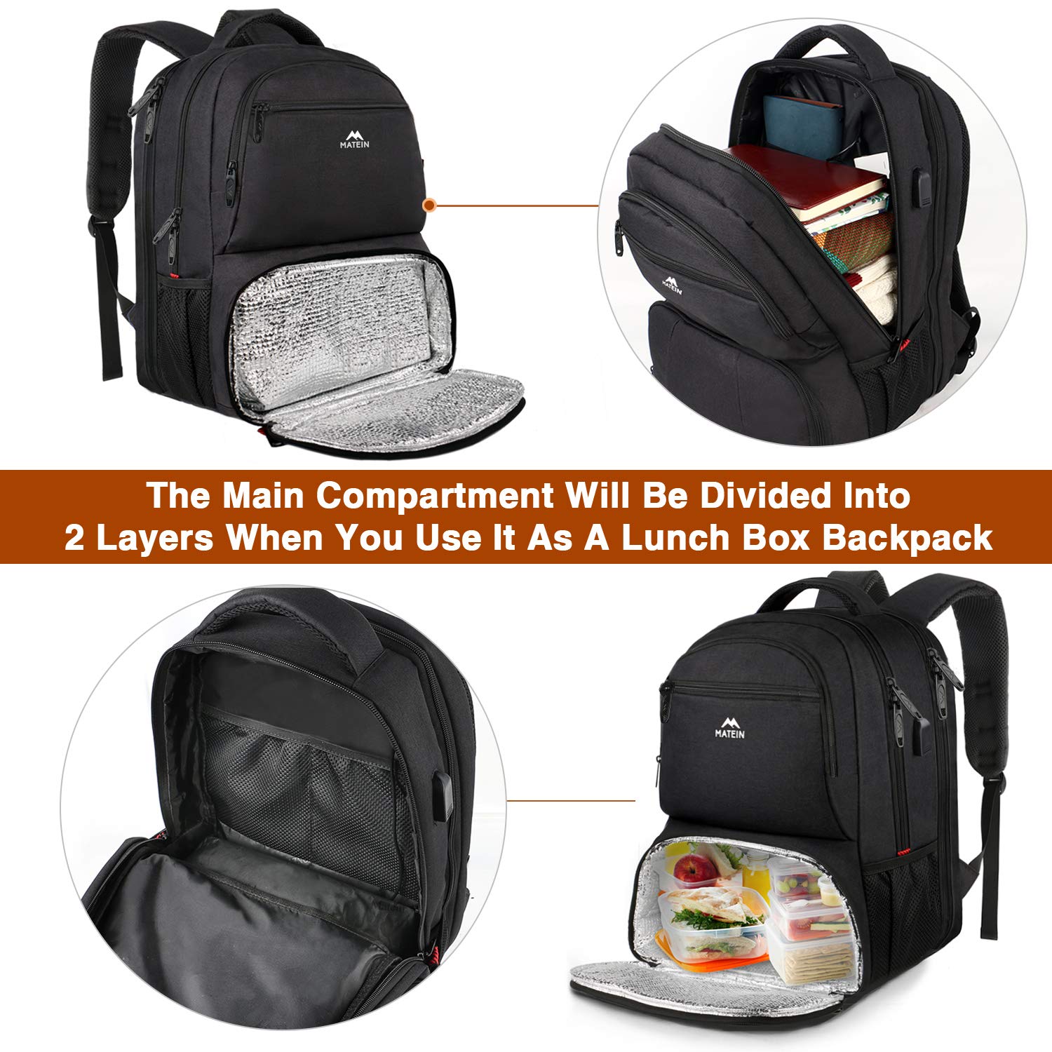 backpack with built in lunch box