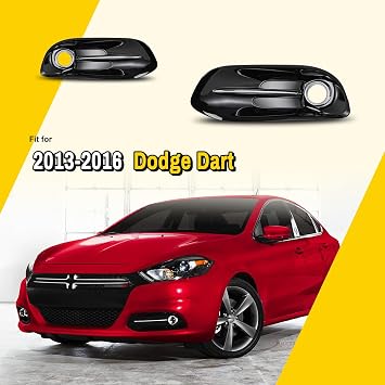 Fog Light Bezels Set for Dodge Dart 2013-2016, Left and Right Side | Driving Fog Lamp Cover Replacement, Bolt-on Fog Lamp Cover 1 Pair
