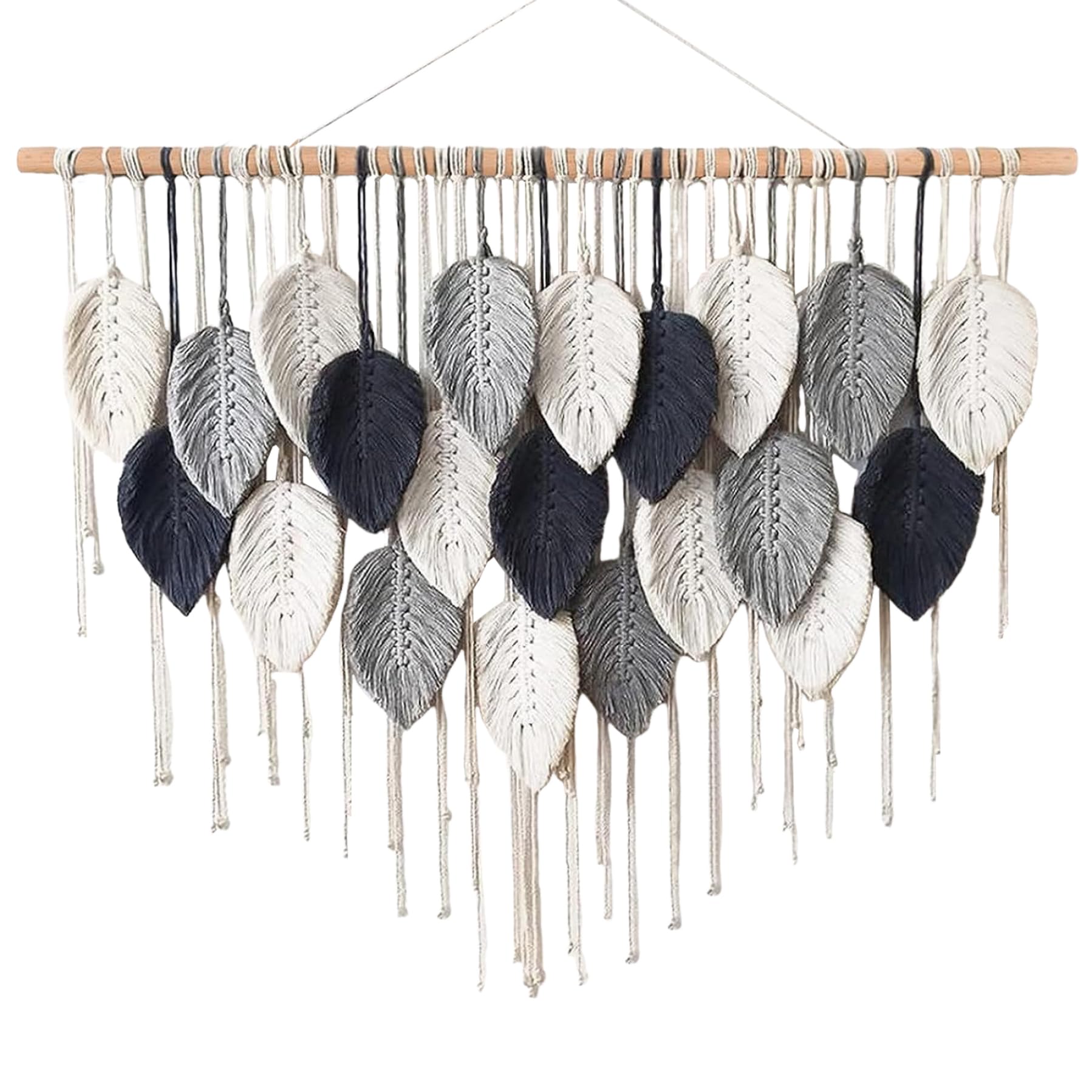 Tapisserie de feuilles boho grand format macramé pour chambre