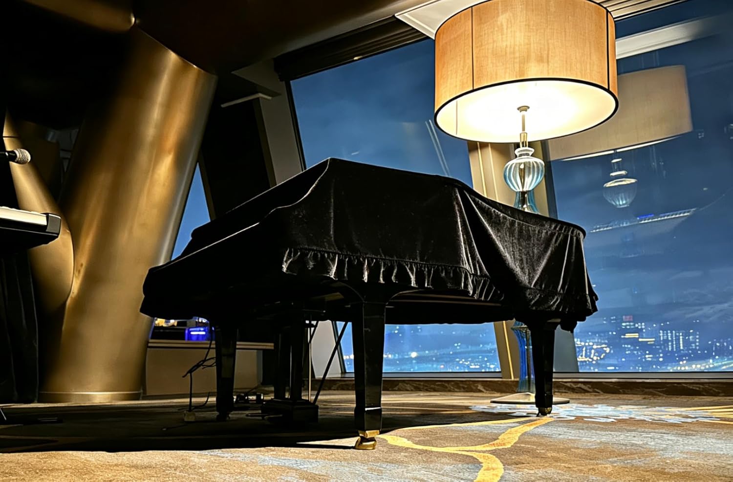 Grand Piano Cover, Velvet Piano Cover Decorative Full black Piano Cloth Sot Bordered Triangle Decorated Protective (Black, Velvet，S - 62.99in/160cm)