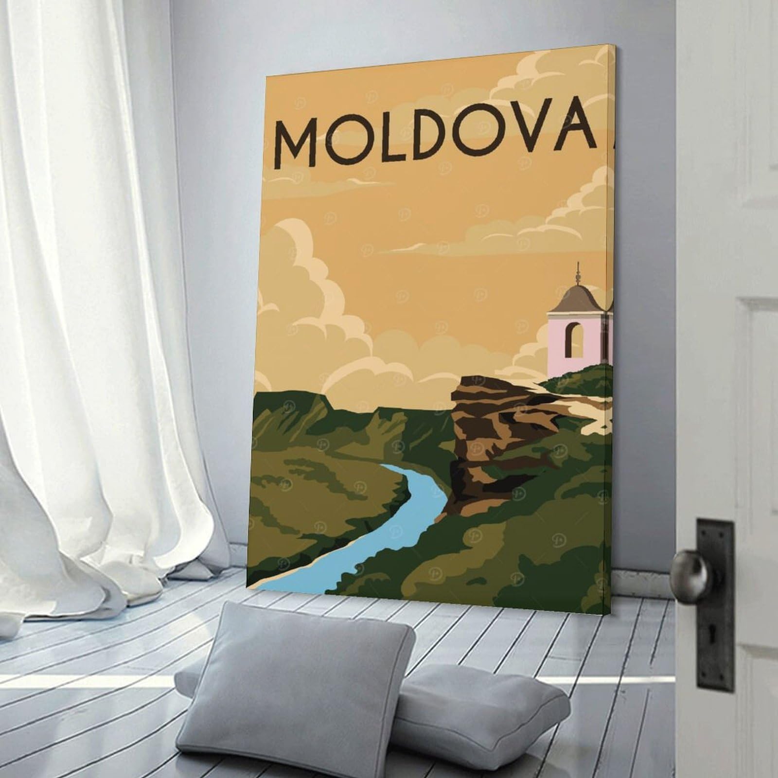 Junmoney Moldova Travel Canvas Wall Decor 20x30inch(50x75cm), for Entrance Walls, Hall Decor Or Foyers, Wall Decor to Refresh Empty Corners